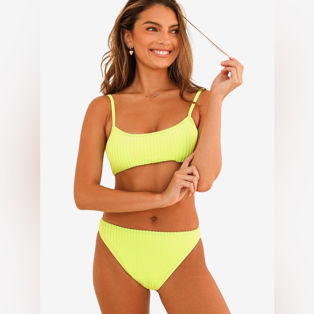 Dippin' Daisy's Renegade Cheeky Swim Bottom bikini set Neon Yellow size XL NEW